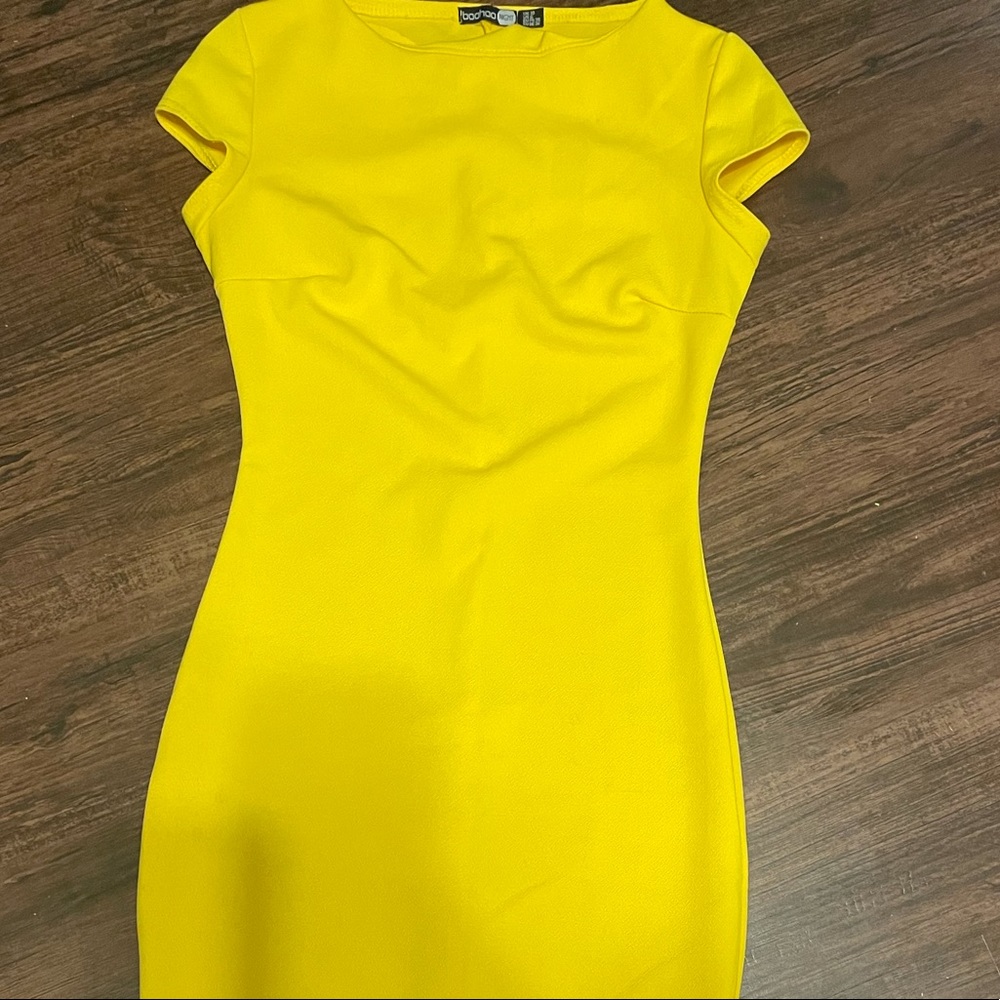 Boohoo Yellow Midi Dress